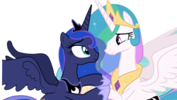 Size: 1920x1080 | Tagged: safe, edit, edited screencap, editor:childofthenight, screencap, princess celestia, princess luna, alicorn, pony, a royal problem, g4, background removed, crying, cute, female, mare, royal sisters, simple background, sisters, spread wings, tears of joy, transparent background, wings