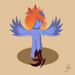 Size: 3500x3500 | Tagged: safe, artist:cocoapossib, oc, pegasus, pony, claw, fire, high res, wings