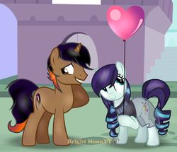 Size: 1024x880 | Tagged: safe, artist:sleppchocolatemlp, coloratura, oc, pony, unicorn, g4, balloon, male, rara, stallion