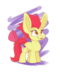 Size: 1200x1500 | Tagged: safe, artist:heir-of-rick, apple bloom, earth pony, pony, g4, :p, adorabloom, alternate hairstyle, cute, female, filly, impossibly large ears, silly, smiling, solo, tongue out