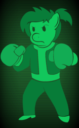 Size: 1000x1600 | Tagged: safe, artist:toyminator900, oc, oc only, oc:uppercute, anthro, boxing gloves, clothes, fallout, solo