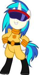 Size: 519x1000 | Tagged: safe, artist:cloudy glow, dj pon-3, vinyl scratch, pony, unicorn, g4, a goofy movie, bipedal, clothes, cosplay, costume, crossover, disney, female, mare, powerline (a goofy movie), simple background, solo, transparent background, visor