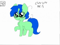 Size: 512x387 | Tagged: safe, artist:chillywilly, oc, oc only, oc:chilly willy, pony, unicorn, chest fluff, colt, glasses, male, simple background, solo, white background, young
