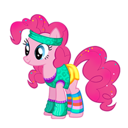 Size: 270x270 | Tagged: artist needed, safe, gameloft, pinkie pie, earth pony, pony, g4, 80s, clothes, female, glitter, headband, leg warmers, retro, shorts, simple background, solo, sweatband, transparent background, vector