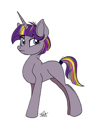 Size: 3744x4452 | Tagged: safe, artist:celestial-rainstorm, oc, oc only, oc:dawn star, pony, unicorn, female, magic, mare, offspring, parent:stygian, parent:twilight sparkle, simple background, solo, white background