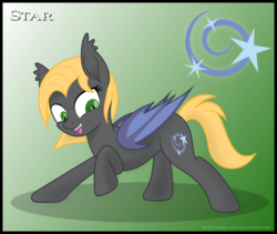 Size: 1024x863 | Tagged: safe, artist:dolenore, oc, oc only, oc:star, bat pony, pony, colored wings, female, mare, solo