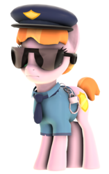 Size: 1340x2136 | Tagged: safe, artist:goatcanon, copper top, pony, g4, 3d, clothes, cuffs, female, hat, necktie, police, police officer, police pony, simple background, solo, source filmmaker, sunglasses, transparent background, uniform
