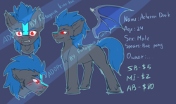 Size: 3800x2250 | Tagged: safe, artist:fkk, oc, oc only, oc:acheron dark, bat pony, pony, adoptable, auction, bat pony oc, high res, male, reference, scar, solo, stallion