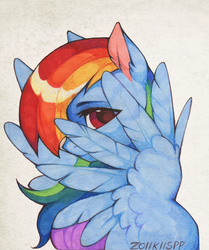 Size: 1558x1864 | Tagged: safe, artist:lispp, rainbow dash, pegasus, pony, g4, cute, dashabetes, female, looking at you, mare, solo, traditional art