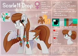 Size: 5420x3880 | Tagged: safe, artist:airfly-pony, oc, oc only, oc:scarlett drop, pony, rcf community, braid, bust, cloud, colored wings, cute, female, large wings, looking up, pigtails, reference sheet, smiling, solo, wings