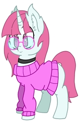 Size: 1439x2197 | Tagged: safe, artist:thundercrash, pony, unicorn, clothes, female, glasses, mare, sweater