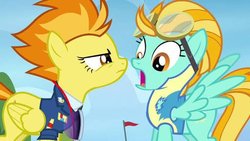 Size: 512x288 | Tagged: safe, screencap, lightning dust, spitfire, g4, wonderbolts academy, angry, dismissed, drill sergeant, expelled, glare, heartbreak, shocked, tearjerker