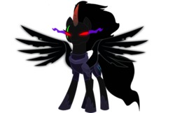 Size: 1024x663 | Tagged: safe, artist:venjix5, king sombra, pony of shadows, tempest shadow, alicorn, pony, unicorn, g4, alicornified, armor, blank eyes, colored horn, corrupted, curved horn, eye scar, female, fusion, glowing scar, her body has been possessed by sombra, horn, mare, oh no, possessed, race swap, red eyes, scar, simple background, solo, sombra eyes, sombra's horn, spread wings, tempest gets her horn back, tempest gets her wings back, tempest with sombra's horn, tempesticorn, transparent background, well shit, wings, xk-class end-of-the-world scenario