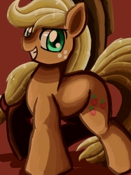 Size: 851x1135 | Tagged: safe, artist:erufi, artist:lumineko, applejack, earth pony, pony, g4, applejack's hat, cowboy hat, female, hat, looking at you, simple background, solo