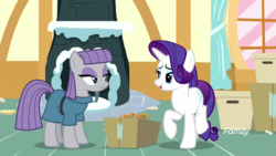 Size: 1920x1080 | Tagged: safe, screencap, maud pie, rarity, g4, yakity-sax, discovery family logo