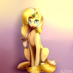 Size: 1080x1080 | Tagged: safe, artist:cornelia_nelson, oc, oc only, oc:radler, pony, :p, cute, digital art, female, signature, silly, sitting, solo, tongue out, ych result