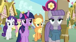 Size: 1920x1080 | Tagged: safe, screencap, applejack, fluttershy, maud pie, rarity, twilight sparkle, alicorn, pony, g4, yakity-sax, discovery family logo, twilight sparkle (alicorn)