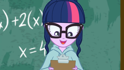 Size: 1366x768 | Tagged: safe, sci-twi, twilight sparkle, equestria girls, g4, my little pony equestria girls: better together, the finals countdown, female, glasses, happy, solo