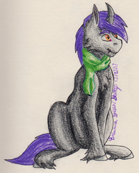 Size: 1440x1803 | Tagged: safe, oc, oc only, oc:black dove, pony, clothes, colt, male, scarf, solo, traditional art