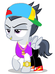 Size: 5210x6969 | Tagged: safe, artist:jawsandgumballfan24, edit, rumble, pegasus, pony, g4, absurd resolution, baseball cap, bling, cap, clothes, colt, cute, gangsta, gold chain, grills, hat, male, pants, rolex watch, shirt, shoes, simple background, smug, sneakers, solo, t-shirt, tank top, watch, white background, wings