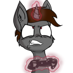 Size: 600x600 | Tagged: safe, artist:freezeroffire, oc, oc only, pony, unicorn, angry, bust, controller, gaming, glowing horn, horn, magic, simple background, sketch, solo, telekinesis