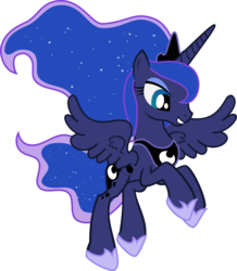 Size: 1842x2115 | Tagged: safe, artist:zimvader42, princess luna, alicorn, pony, a canterlot wedding, g4, my little pony: friendship is magic, female, flying, mare, simple background, smiling, solo, transparent background, vector, wings