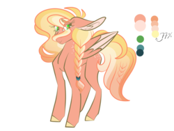 Size: 2048x1536 | Tagged: safe, artist:xsketchiidyarts, oc, oc only, pegasus, pony, braid, color palette, colored wings, colored wingtips, female, floppy ears, freckles, mare, offspring, parent:big macintosh, parent:fluttershy, parents:fluttermac, simple background, solo, transparent background