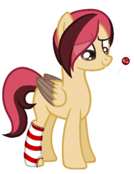 Size: 472x610 | Tagged: safe, artist:tsintseh, oc, oc only, oc:sugarpop (ice1517), pegasus, pony, candy, clothes, female, food, hair over one eye, lollipop, mare, simple background, socks, solo, striped socks, torn clothes, transparent background, two toned wings