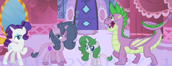 Size: 1024x396 | Tagged: safe, artist:mlplover0711, rarity, spike, dracony, hybrid, g4, family, female, interspecies offspring, male, offspring, parent:rarity, parent:spike, parents:sparity, ship:sparity, shipping, straight