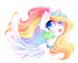 Size: 1241x1009 | Tagged: safe, artist:whiskyice, oc, oc only, alicorn, pony, alicorn oc, rainbow, smiling, solo, sparkly