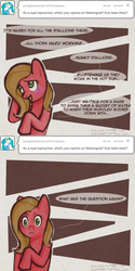Size: 500x1000 | Tagged: safe, artist:clorin spats, oc, oc only, oc:pun, pony, ask pun, ask, blushing, solo