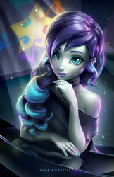 Size: 3300x5100 | Tagged: safe, alternate version, artist:imdrunkontea, coloratura, equestria girls, g4, clothes, download at source, female, musical instrument, nail polish, piano, print, smiling, solo, spotlight, stage