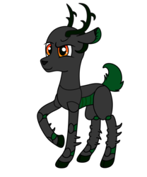 Size: 1180x1417 | Tagged: safe, artist:lucid_mane, oc, oc only, changeling, deer, original species, sideer, changeling oc, chitin, simple background, smiling, solo, spikes, transparent background, vector