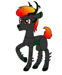 Size: 1180x1417 | Tagged: safe, artist:lucid_mane, edit, oc, oc only, changeling, deer, original species, sideer, chitin, gradient mane, simple background, smiling, solo, spikes, tongue out, transparent background, vector