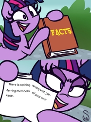 Size: 958x1280 | Tagged: safe, artist:quarium edits, twilight sparkle, alicorn, pony, g4, don't dead open inside, ed edd n eddy, exploitable meme, female, mare, meme, mouthpiece, op is a duck, op is trying to start shit, out of character, solo, twilight sparkle (alicorn), twilight's fact book