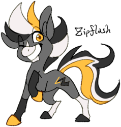 Size: 1004x1056 | Tagged: safe, artist:crunchycrowe, oc, oc only, oc:zipflash, earth pony, pony, coat markings, design, hooves, male, one eye closed, raised hoof, reference, simple background, socks (coat markings), solo, stallion, transparent background, wink, yellow eyes