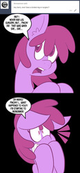 Size: 576x1246 | Tagged: safe, artist:pembroke, berry punch, berryshine, ruby pinch, earth pony, pony, here comes berry punch, g4, ask, black background, female, simple background, solo, tumblr