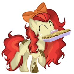 Size: 1024x1028 | Tagged: safe, artist:mintoria, oc, oc only, oc:sweetie pie, earth pony, pony, female, food, lasagna, mare, mouth hold, pasta, simple background, solo, transparent background