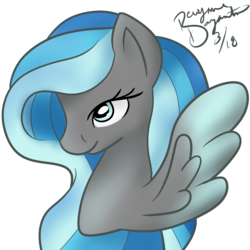 Size: 1000x1000 | Tagged: safe, artist:koharuveddette, oc, oc only, oc:snow stream, pegasus, pony, blue, bust, commission, female, gray, mare, portrait, simple background, solo, transparent background, ych result