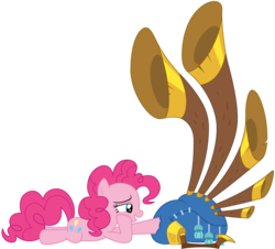 Size: 2424x2192 | Tagged: safe, artist:sonofaskywalker, pinkie pie, earth pony, pony, g4, yakity-sax, cargo ship, female, high res, mare, prone, shipping, simple background, solo, transparent background, vector, yovidaphone, yovidapie
