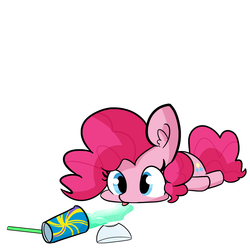 Size: 1650x1650 | Tagged: safe, artist:tjpones, pinkie pie, earth pony, pony, g4, 7-eleven, :p, cute, diapinkes, drinking straw, ear fluff, female, mare, ponk, prone, silly, silly pony, simple background, slurpee, solo, spilled drink, sploot, tongue out, white background