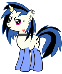 Size: 5901x7000 | Tagged: safe, artist:birthofthepheonix, artist:icicle-niceicle-1517, edit, dj pon-3, vinyl scratch, pony, unicorn, g4, absurd resolution, choker, clothes, ear piercing, earring, female, goth, heart, horn, horn ring, implied lesbian, implied scratchtavia, implied shipping, jewelry, mare, piercing, simple background, socks, solo, stockings, tattoo, thigh highs, transparent background