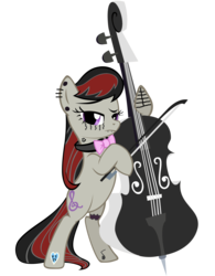 Size: 2500x3200 | Tagged: safe, artist:gurugrendo, artist:icicle-niceicle-1517, edit, octavia melody, earth pony, pony, g4, bow, bowtie, cello, dyed mane, ear piercing, earring, face tattoo, female, goth, high res, implied lesbian, implied scratchtavia, implied shipping, implied vinyl scratch, jewelry, lip piercing, looking at you, mare, musical instrument, piercing, simple background, smiley face, snake bites, solo, tattoo, transparent background