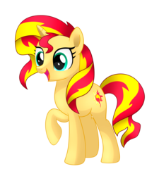 Size: 4226x4706 | Tagged: safe, artist:mirrorcrescent, sunset shimmer, pony, unicorn, g4, absurd resolution, female, happy, mare, raised hoof, simple background, solo, transparent background, vector