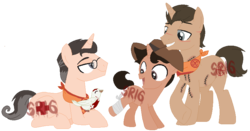 Size: 815x427 | Tagged: safe, artist:superrosey16, pigeon, pony, unicorn, archimedes, base used, colt, gay offspring, magical gay spawn, male, medic, medic (tf2), ponified, scar, simple background, sniper, sniper (tf2), stallion, team fortress 2, transparent background
