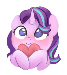 Size: 711x787 | Tagged: safe, artist:pucksterv, starlight glimmer, pony, unicorn, g4, :>, blushing, cute, female, glimmerbetes, heart, mare, pucksterv is trying to murder us, simple background, smiling, solo, transparent background, weapons-grade cute