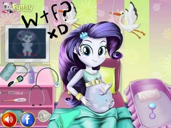 Size: 960x720 | Tagged: artist needed, source needed, safe, rarity, cat, equestria girls, g4, babity, baby, bizarre, bootleg, downvote bait, elsagate, flash game, fynsy, holy cow, kill me, pregnant, self paradox, stupid, ugly, wat, why, wtf