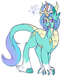 Size: 700x865 | Tagged: safe, artist:lulubell, oc, oc only, oc:magnolia, kirin, drool, implied vore, licking, licking lips, simple background, solo, tongue out, transparent background