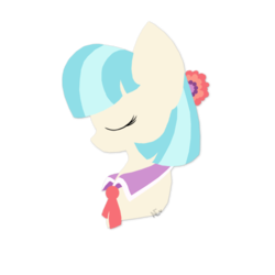 Size: 570x570 | Tagged: safe, artist:avelineh, coco pommel, earth pony, pony, g4, eyes closed, female, flower, flower in hair, mare, simple background, solo, transparent background