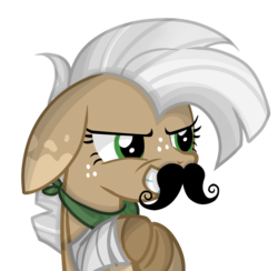 Size: 1024x998 | Tagged: safe, artist:mintoria, oc, oc only, oc:hatty, pony, facial hair, female, mare, moustache, simple background, solo, transparent background